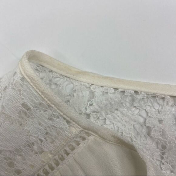 Rebecca Taylor Silk Henley Lace Panel Sarah Top Size 8 - Picture 11 of 11